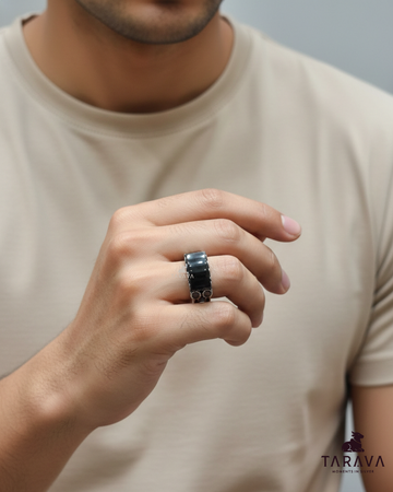 Black Onyx Statement Silver Ring