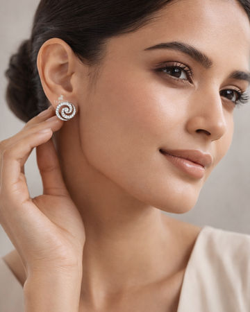Spiral Grace Silver Stud Earrings