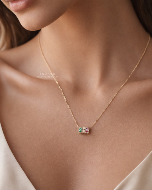 Multicolor Bar Charm Necklace