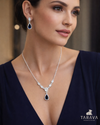 Royal Teardrop Diamond Silver Necklace Set
