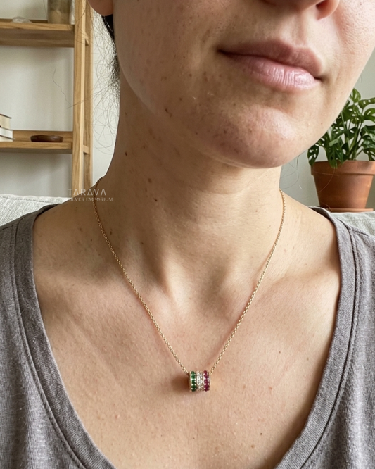 Multicolor Bar Charm Necklace