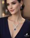 Royal Teardrop Diamond Silver Necklace Set
