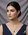 Royal Teardrop Diamond Silver Necklace Set