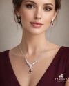 Regal Ruby Drop Diamond Silver Necklace