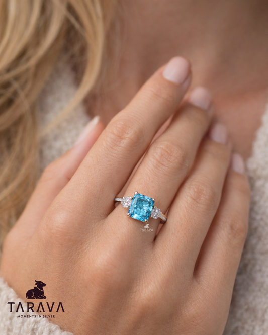 Blue Sparkle Sterling Silver Ring
