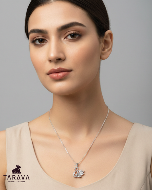 Swan Elegance Silver Pendant with Chain