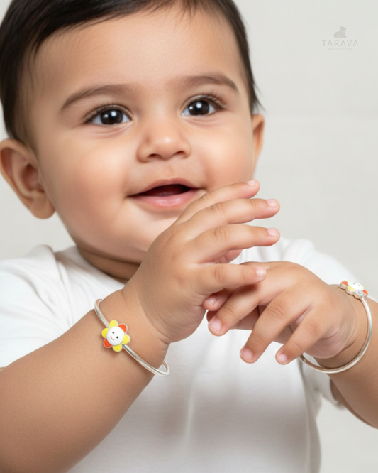 Kids Silver Flower Kada