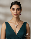Regal Ruby Drop Diamond Silver Necklace