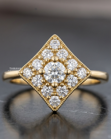 Diamond Square Cluster Ring