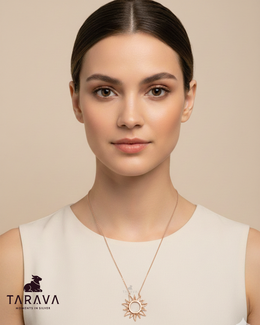 Sun Halo Silver Pendant with Chain