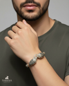 Dual Panther Bead Men’s Silver Bracelet