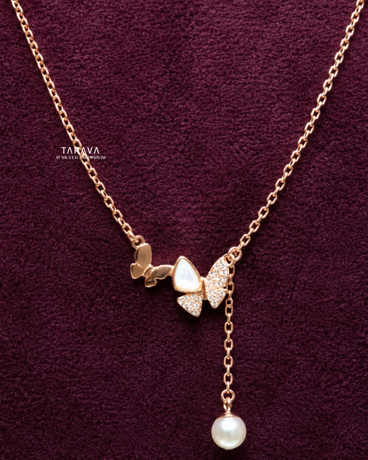 Butterfly Pearl Drop Necklace