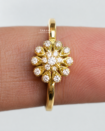Golden Bloom Cluster Ring