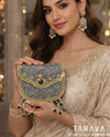 Emerald Tassel Heritage Silver Clutch