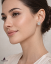 Square Halo Sparkle Silver Stud Earrings