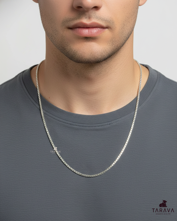 Box-Link Men’s Silver Chain.
