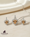 Champagne Heart CZ Silver Pendant with Earrings Set