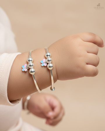 Baby Silver Kada with Butterfly Charm