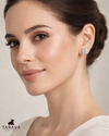 Square Halo Sparkle Silver Stud Earrings