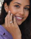 Pink Heart Halo Sterling Silver Ring