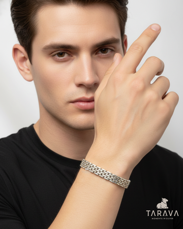 Brick Link Men’s Silver Bracelet