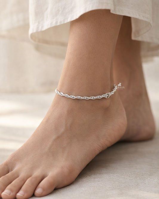 Braided Silver Anklet