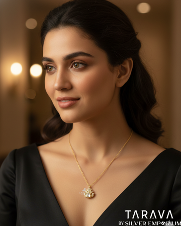 Lotus Bloom Silver Polki Pendant Necklace