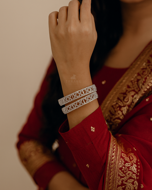 Shimmering Silver Bangles