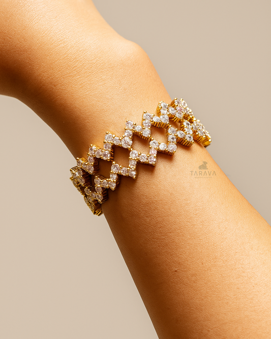 Zigzag Polki Silver Bangles