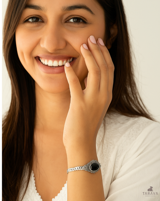 Black Onyx Silver Bracelet