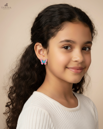 Dreamy Butterfly Silver Studs