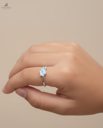 Blue Dolphin Silver Ring