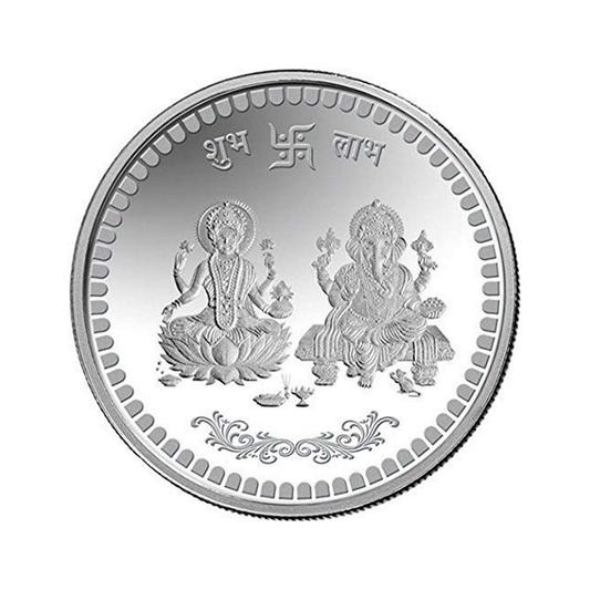 SILVER GOD LAXMI AND GOD GANESH COIN 10 GM 999 PURITY