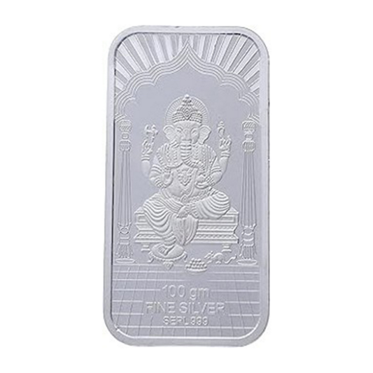 Silver Emporium BIS approved Silver Ganeshji Bar 100 Grams 999 Purity silver Bar