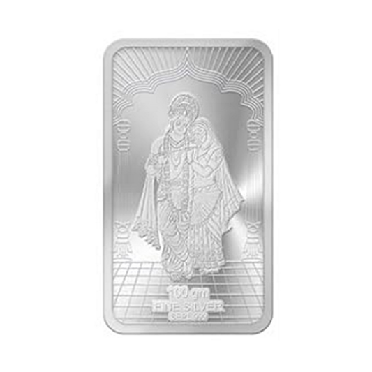 Silver Emporium BIS approved Silver Radha Krishna 100 Grams 999 Purity Silver Bar