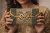Emerald Bead Heritage Silver Clutch