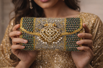 Emerald Bead Heritage Silver Clutch