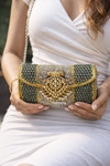Emerald Bead Heritage Silver Clutch