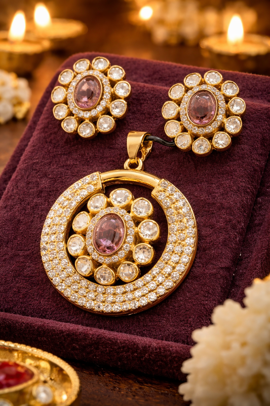 Classic Champagne Polki Circle Set