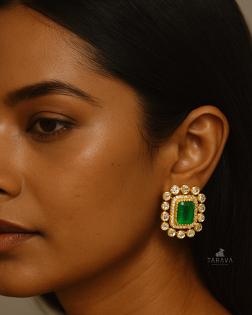 Emerald Polki Earrings