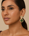 Carved Emerald Polki Earrings