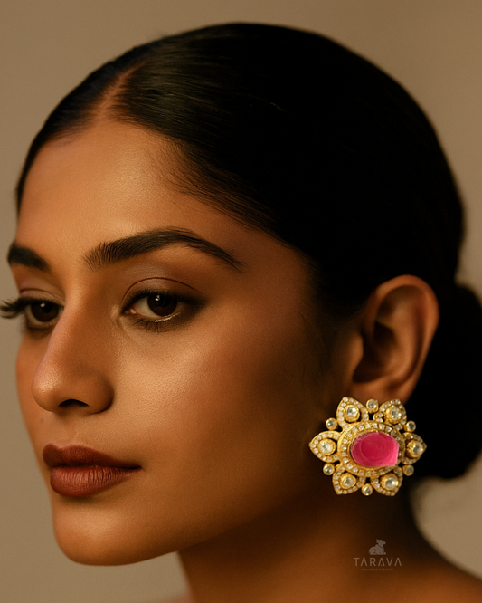 Lotus Inspired Polki Earrings