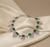 Classic Green Gem Silver Necklace Set