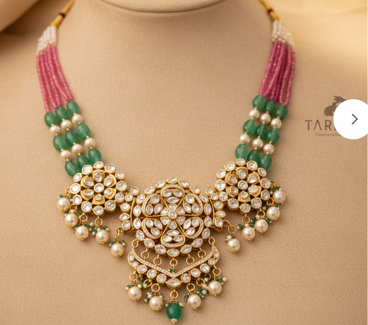 Regal Polki Emerald Heirloom Necklace