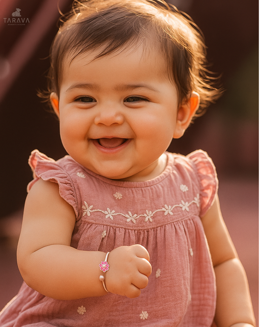 Pink Blossom Silver Kada