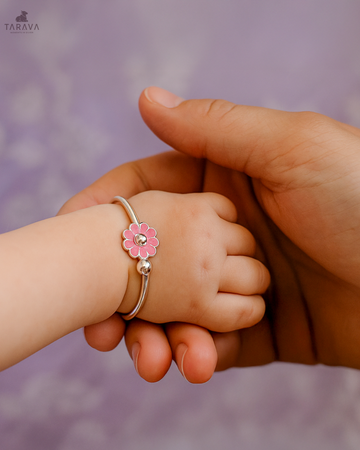 Pink Blossom Silver Kada