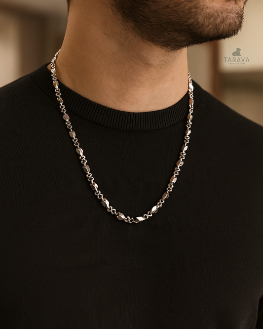 Stylish Woven Silver Chain