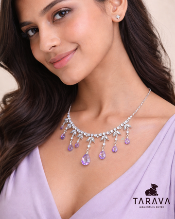 Aurora Drop Diamond Silver Necklace