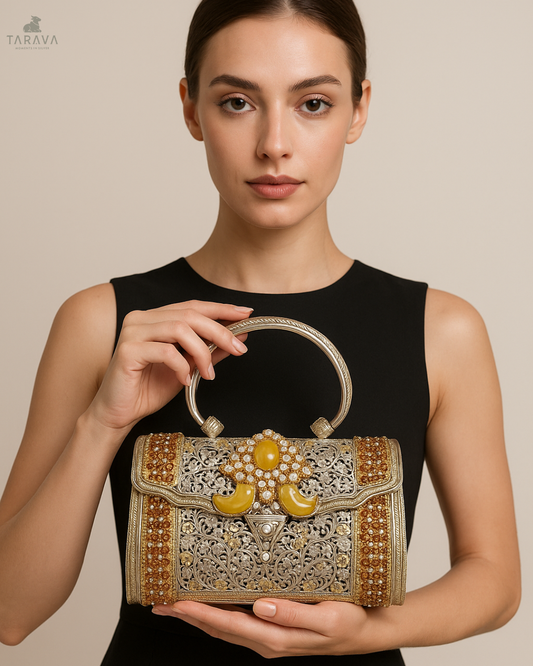 Embellished Silver Bridal  Handbag