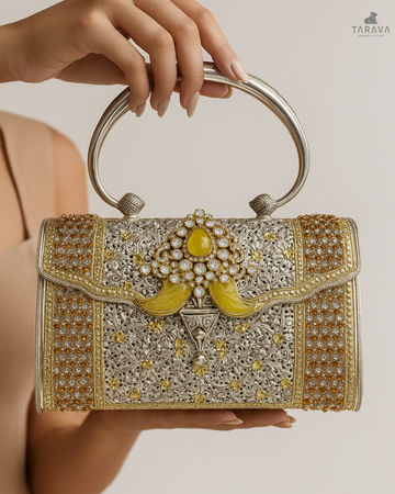 Embellished Silver Bridal  Handbag